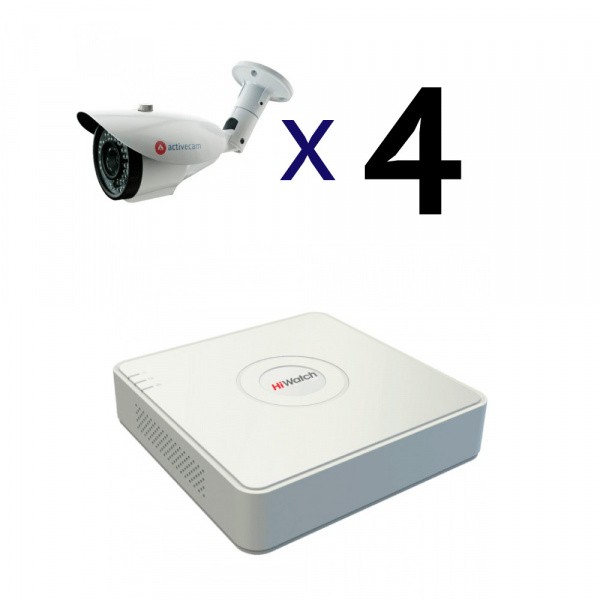  Комплект цифрового видеонаблюдения Безопасник AC IP 4-5  на 4 камеры для внутреннего и уличного использования.
